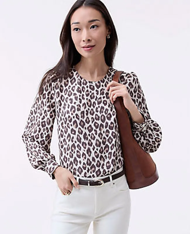 Ann Taylor Animal Print Crew Neck Blouse sold by Ann Taylor