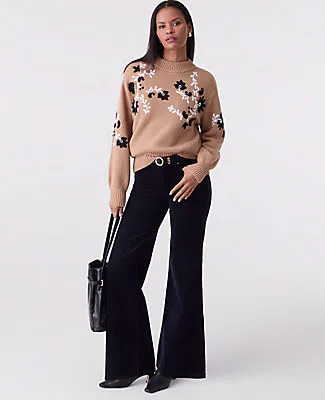 Ann Taylor Petite Embroidered Floral Mock Neck Sweater sold by Ann Taylor product image thumbnail 3