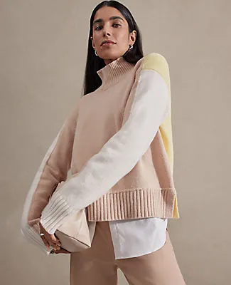 Ann Taylor Petite Colorblock Mock Neck Sweater sold by Ann Taylor product image thumbnail 3