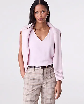 Ann Taylor Mixed Media V-Neck Shell Top sold by Ann Taylor