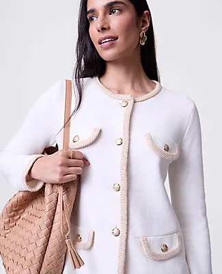 Ann Taylor Textured Trim Sweater Jacket sold by Ann Taylor product image thumbnail 3