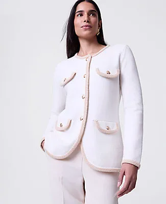 Ann Taylor Textured Trim Sweater Jacket sold by Ann Taylor