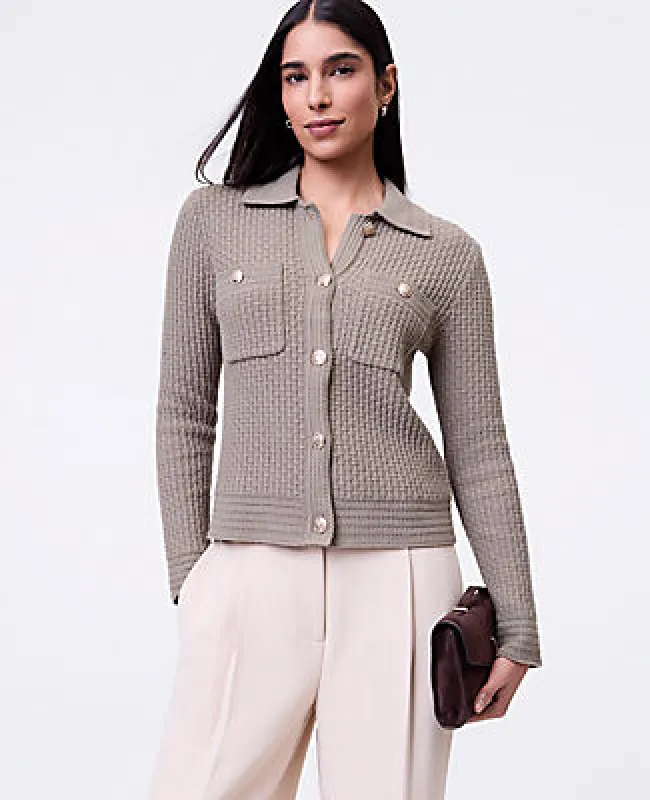 Ann Taylor Collared Sweater Jacket sold by Ann Taylor