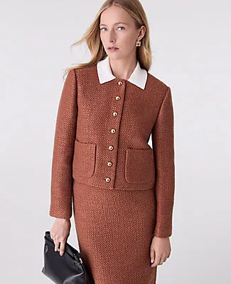 Ann Taylor The Petite Crew Neck Jacket in Tweed sold by Ann Taylor product image thumbnail 4