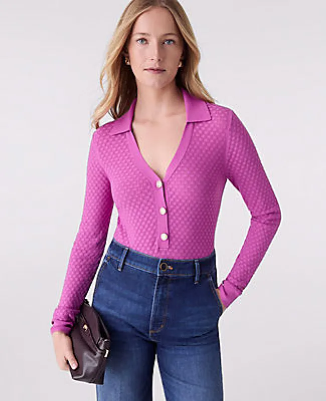 Ann Taylor Pointelle Polo Sweater sold by Ann Taylor