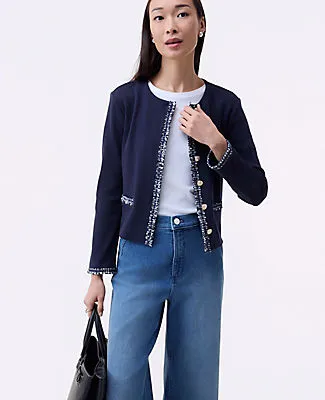 Ann Taylor Fringe Trim Knit Jacket sold by Ann Taylor