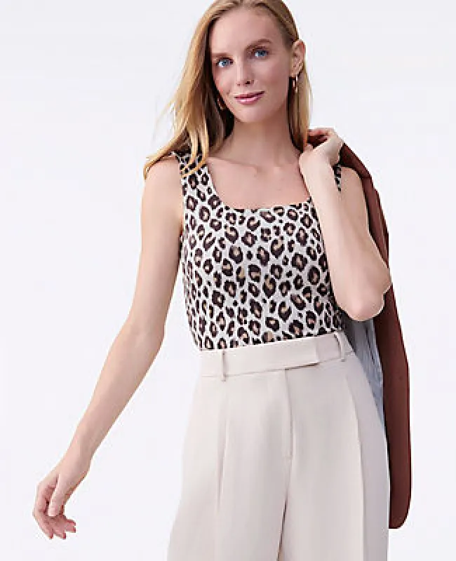 Ann Taylor Animal Print Square Neck Tank Top sold by Ann Taylor