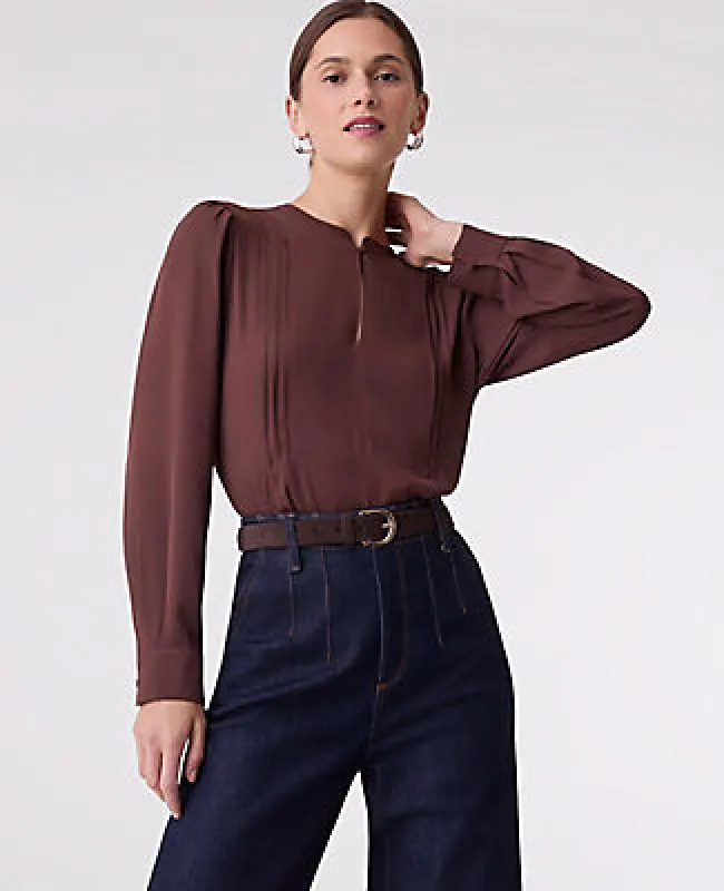 Ann Taylor Mixed Media Pintuck Top sold by Ann Taylor