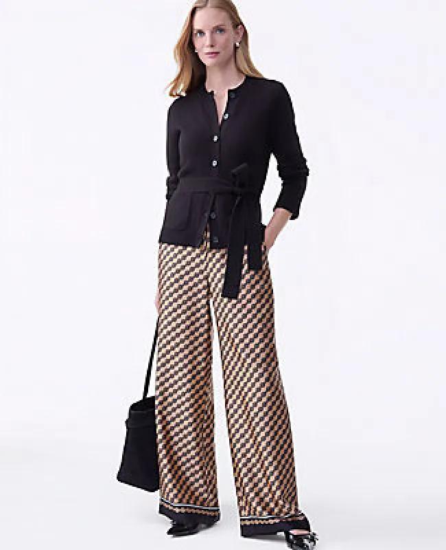 Ann Taylor The Easy Wide-Leg Pant in Geo Satin sold by Ann Taylor