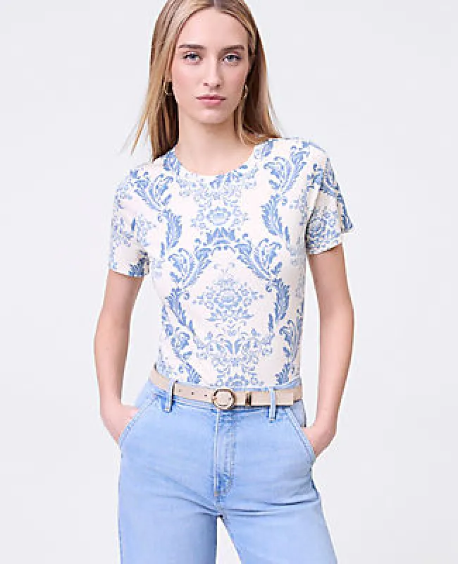 Ann Taylor Weekend Collection Floral Crew Neck Tee sold by Ann Taylor