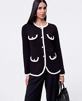Ann Taylor Textured Trim Sweater Jacket sold by Ann Taylor