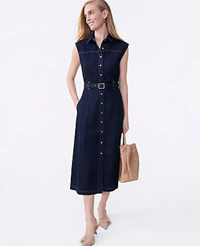 Ann Taylor Belted Denim Midi Shirtdress sold by Ann Taylor