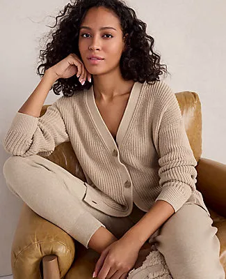 Ann Taylor Haven Well Within Organic Cotton Shaker Stitch Heathered Cardigan sold by Ann Taylor product image thumbnail 2