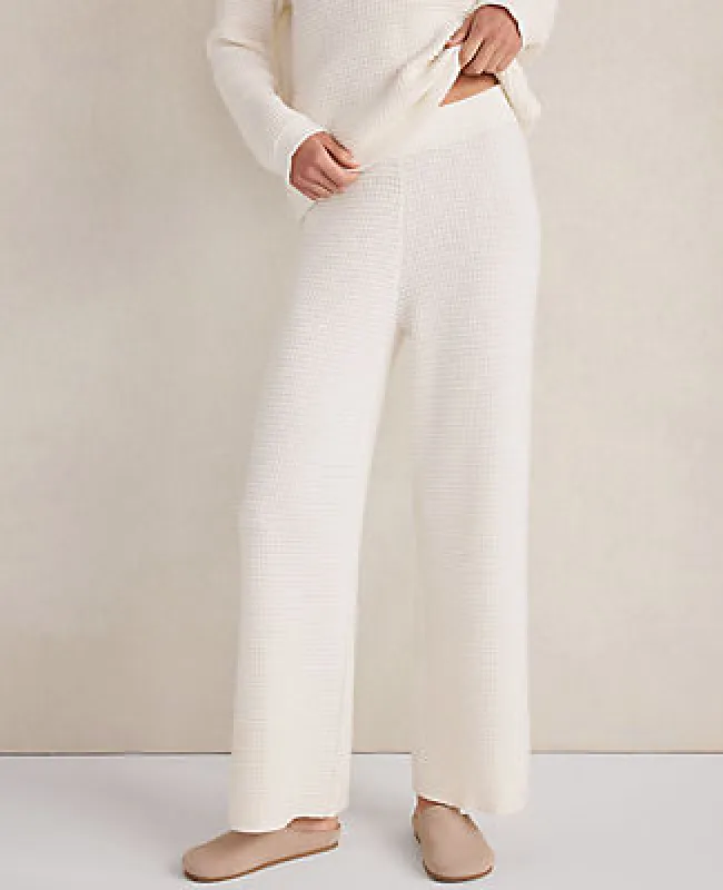 Ann Taylor Haven Well Within Organic Cotton Cashmere Waffle Wide Leg Pants sold by Ann Taylor