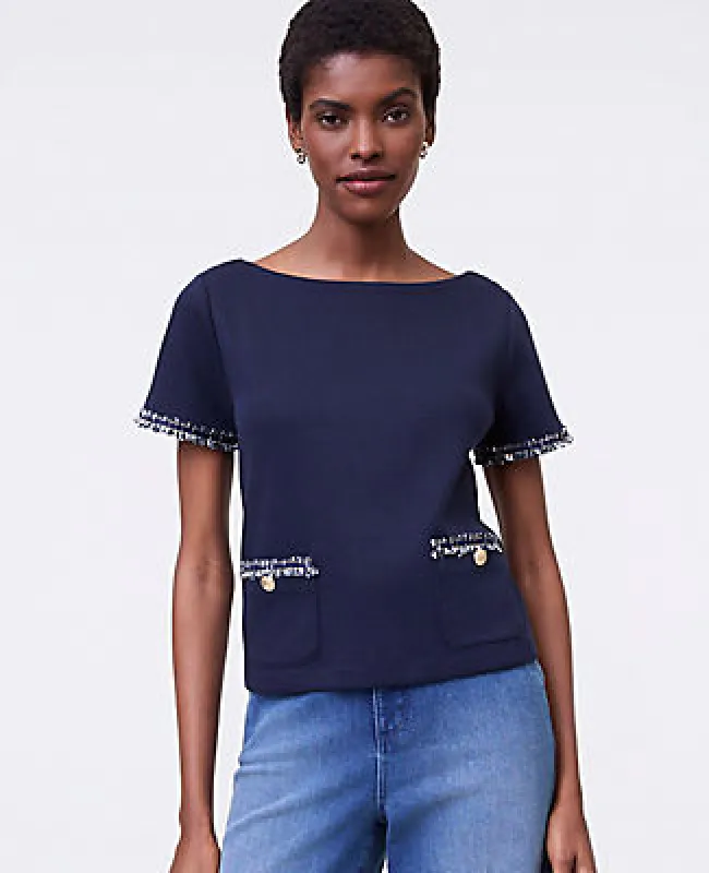 Ann Taylor Denim Trim Top sold by Ann Taylor