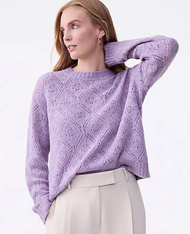 Ann Taylor Pointelle Crew Neck Sweater sold by Ann Taylor