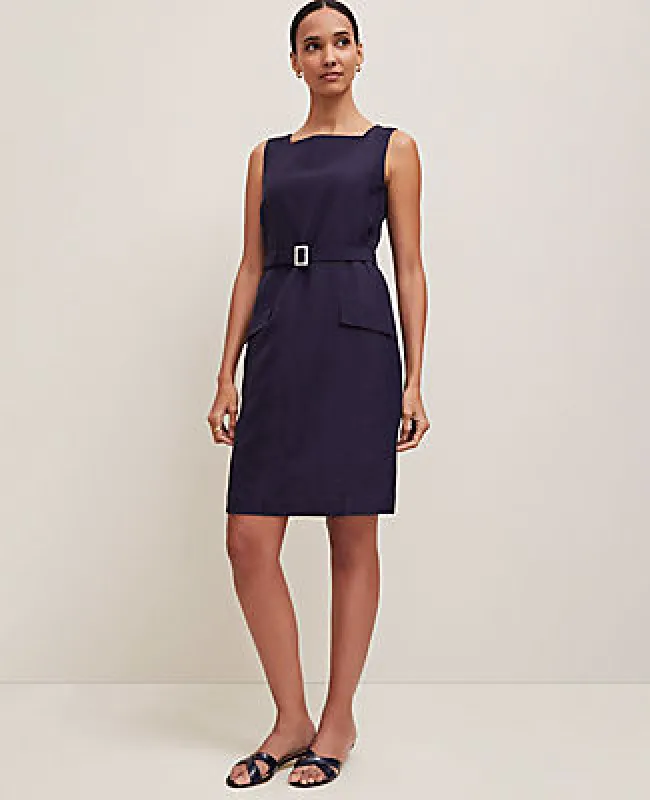 Ann Taylor Petite Belted Square Neck Pocket Dress made by Ann Taylor