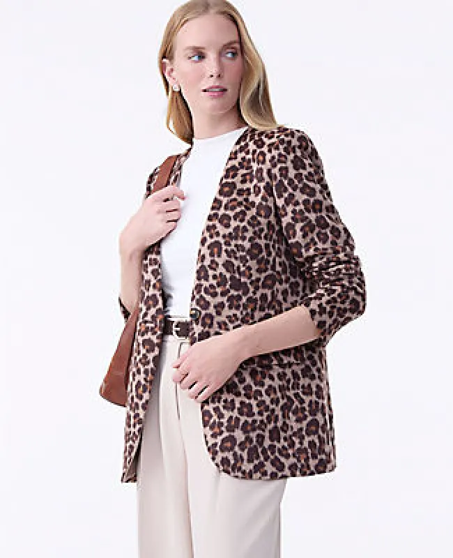 Ann Taylor The Longline Collarless Blazer in Animal Print sold by Ann Taylor