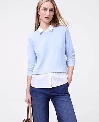 Ann Taylor Weekend Collection Layered Mix Media Top sold by Ann Taylor
