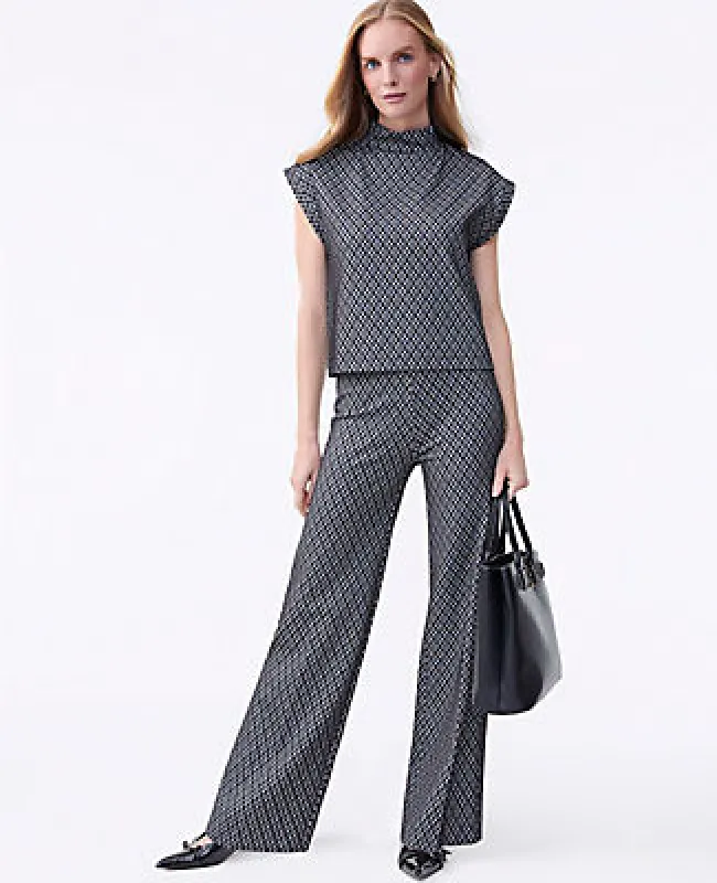 Ann Taylor The Side Zip Wide-Leg Pant in Plaid sold by Ann Taylor