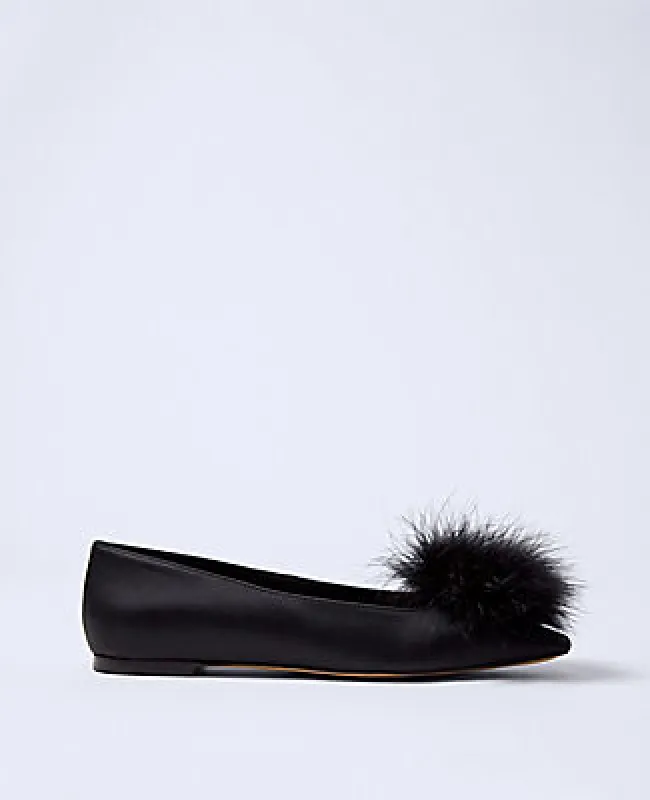 Ann Taylor Feather Embellished Satin Flat sold by Ann Taylor