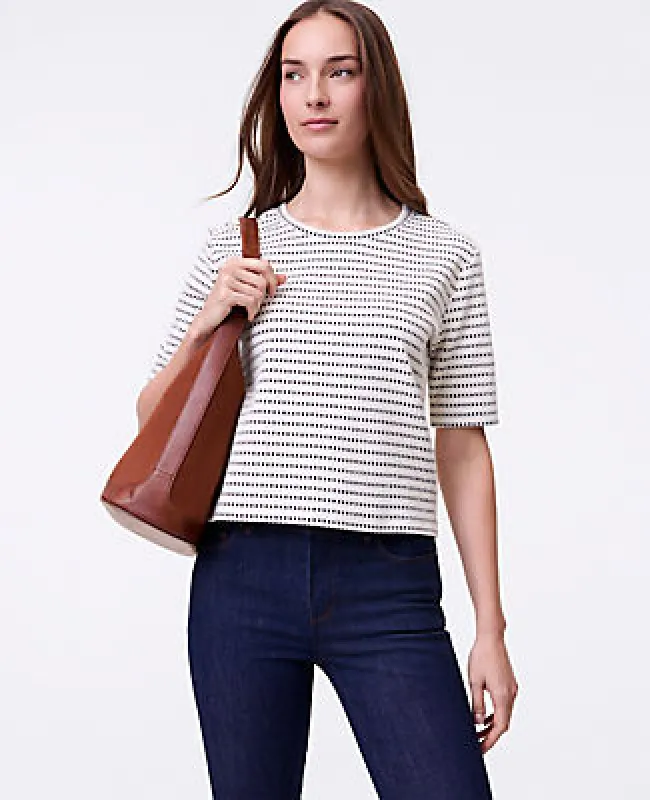Ann Taylor Weekend Collection Striped Crew Neck Top sold by Ann Taylor