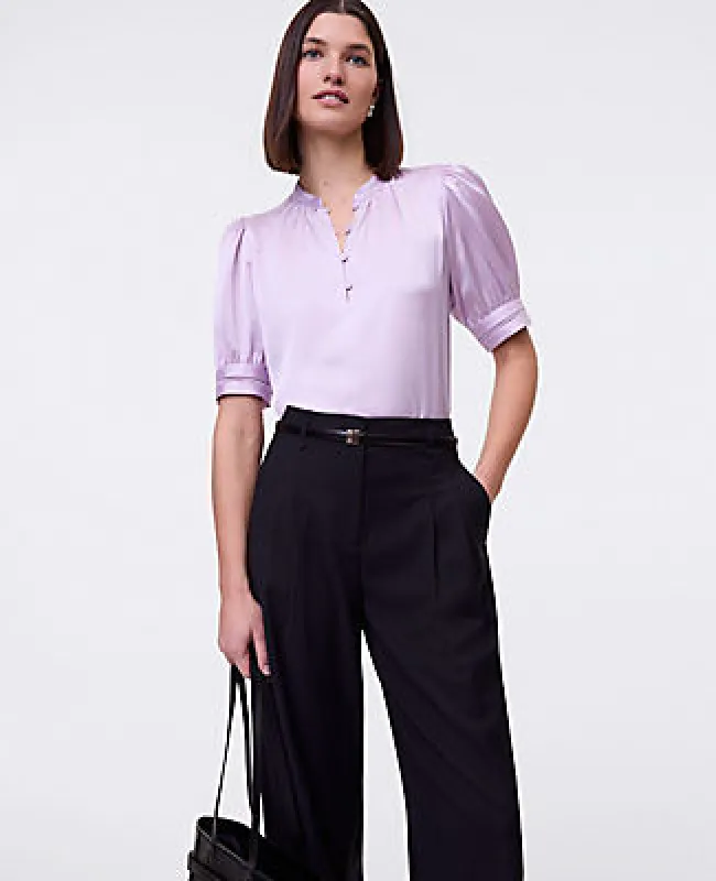 Ann Taylor Lace Trim Mixed Media Top sold by Ann Taylor