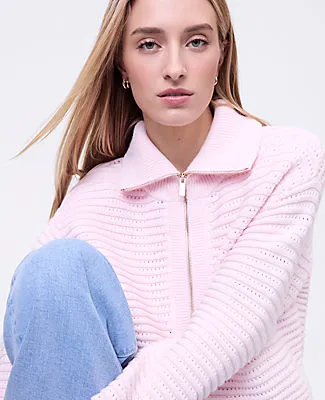 Ann Taylor Weekend Collection Textured Stitch Half-Zip Sweater sold by Ann Taylor product image thumbnail 3