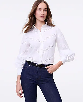 Ann Taylor Weekend Collection Eyelet Ruffle Collar Shirt sold by Ann Taylor