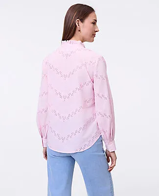 Ann Taylor Weekend Collection Eyelet Ruffle Collar Shirt sold by Ann Taylor product image thumbnail 2