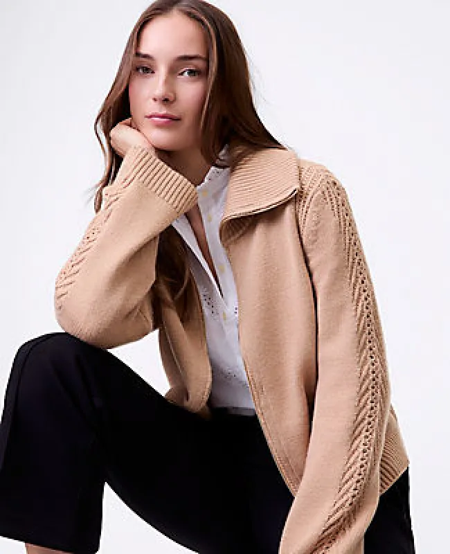 Ann Taylor Weekend Collection Contrast Stitch Sweater Jacket sold by Ann Taylor