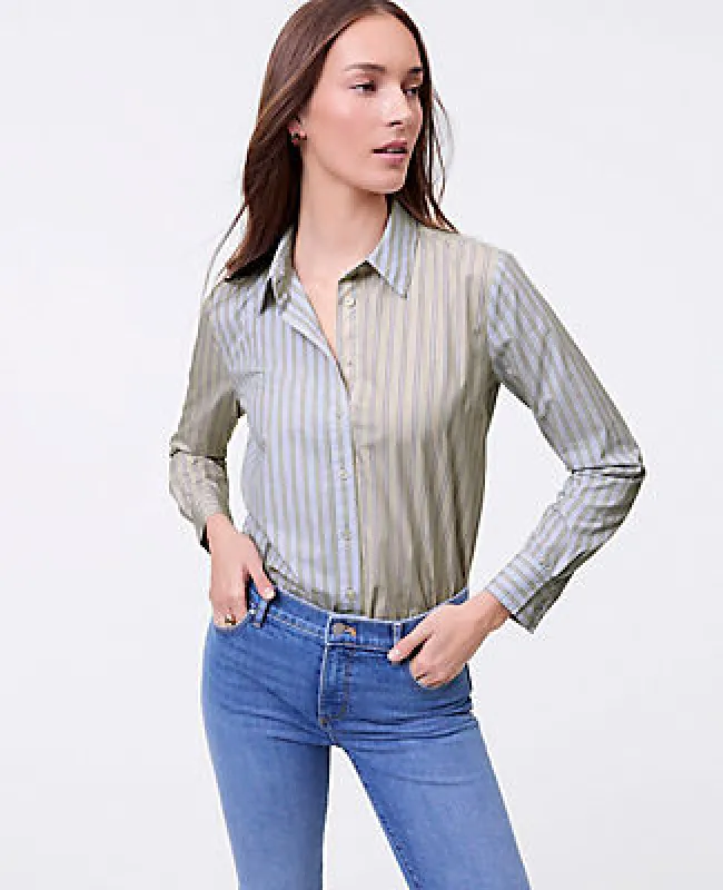 Ann Taylor Weekend Collection Striped Relaxed Perfect Shirt sold by Ann Taylor