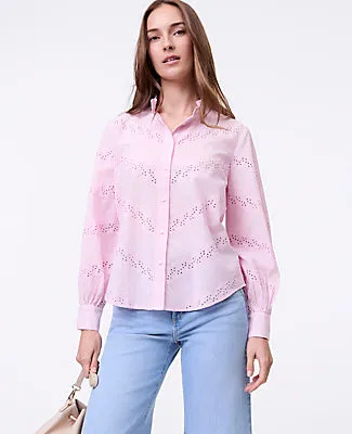 Ann Taylor Weekend Collection Eyelet Ruffle Collar Shirt sold by Ann Taylor product image thumbnail 3