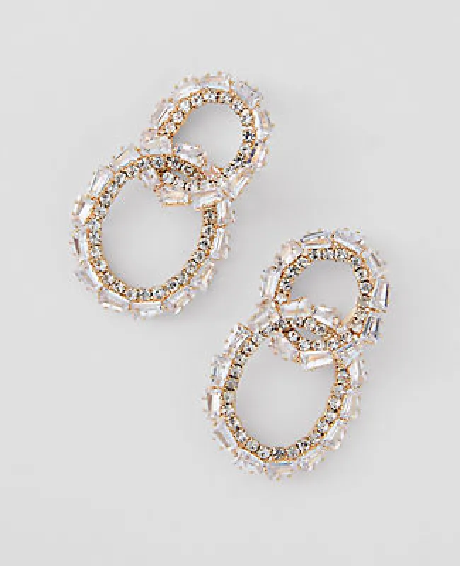 Ann Taylor Double Loop Crystal Stud Earrings sold by Ann Taylor