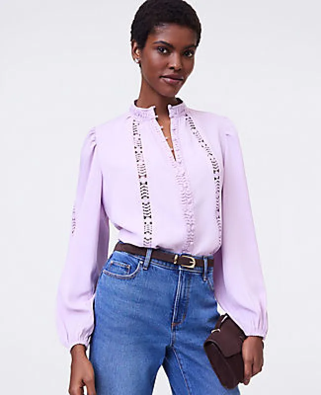 Ann Taylor Lace Trim Blouse sold by Ann Taylor