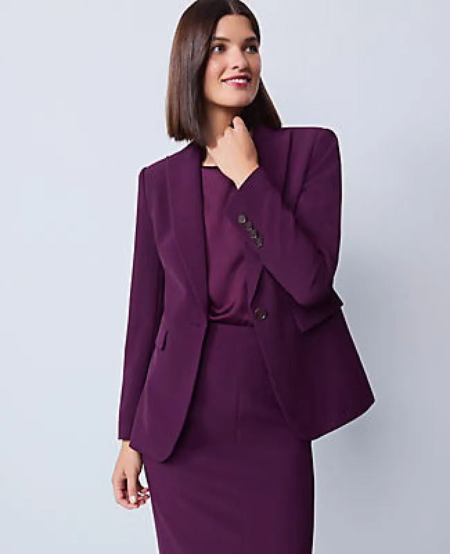 Ann Taylor The Petite Fitted Long Blazer in Fluid Crepe sold by Ann Taylor