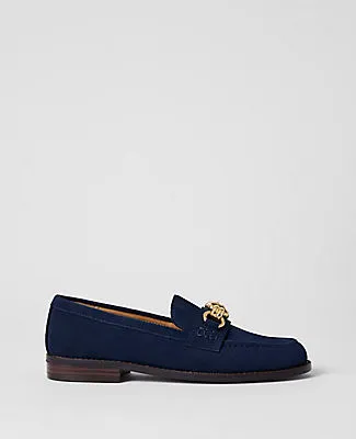 Ann Taylor Hardware Embellished Suede Loafer sold by Ann Taylor