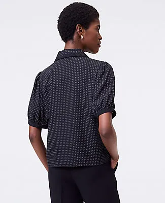 Ann Taylor Dotted Puff Sleeve Blouse sold by Ann Taylor product image thumbnail 2
