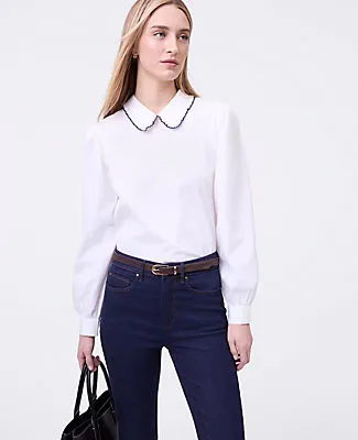 Ann Taylor Weekend Collection Scalloped Trim Blouse sold by Ann Taylor