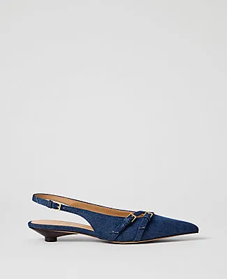 Ann Taylor Strappy Denim Slingback Pump sold by Ann Taylor