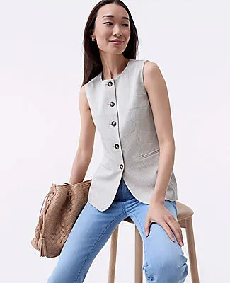 Ann Taylor The Long Plaid Vest in Fluid Crepe sold by Ann Taylor