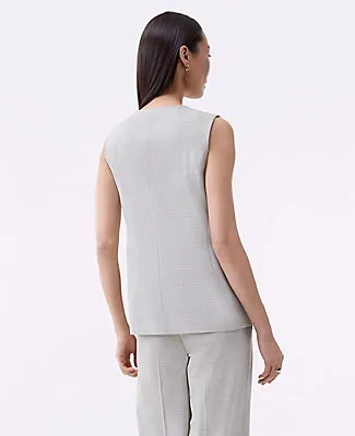 Ann Taylor The Long Plaid Vest in Fluid Crepe sold by Ann Taylor product image thumbnail 2