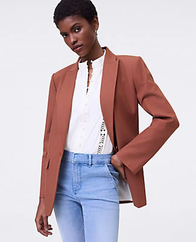 Ann Taylor The Petite Longline Blazer in Bi-Stretch Twill sold by Ann Taylor