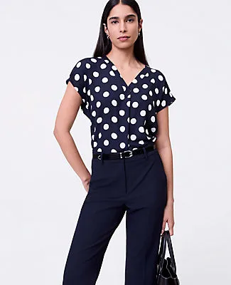 Ann Taylor Petite Dotted Mixed Media Pleat Front Top sold by Ann Taylor