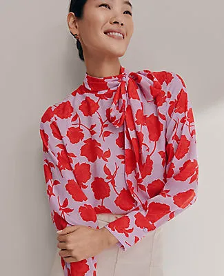 Ann Taylor Petite Floral Bow Blouse sold by Ann Taylor product image thumbnail 4