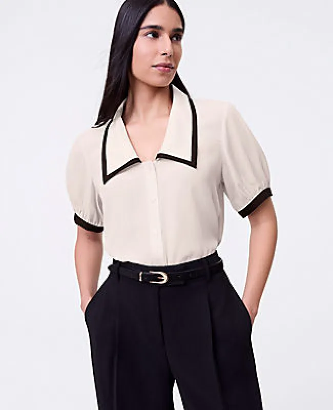 Ann Taylor Collared Puff Sleeve Blouse sold by Ann Taylor