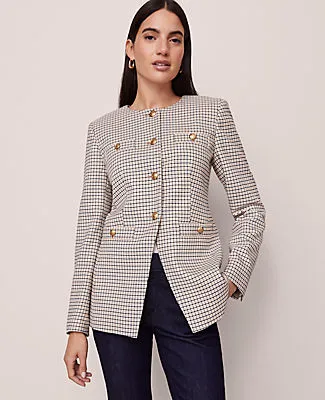 Ann Taylor Houndstooth Split Hem Jacket sold by Ann Taylor product image thumbnail 4