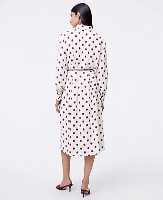 Ann Taylor Petite Dotted Satin Midi Shirtdress sold by Ann Taylor product image thumbnail 2