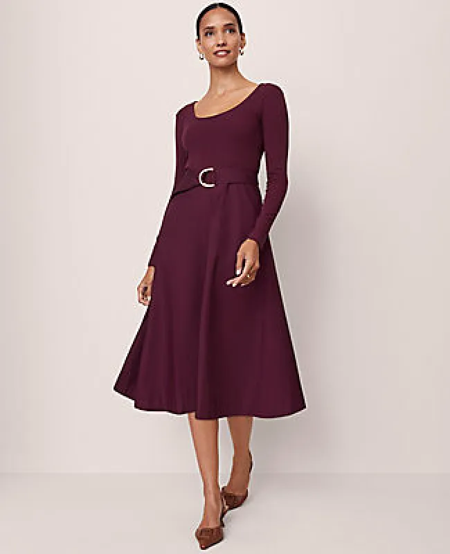 Ann Taylor Petite Mixed Media Flare Midi Dress sold by Ann Taylor