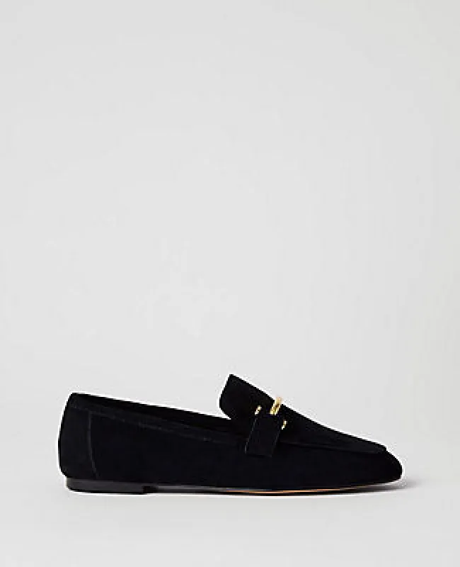 Ann Taylor Chain Embellished Suede Loafer sold by Ann Taylor